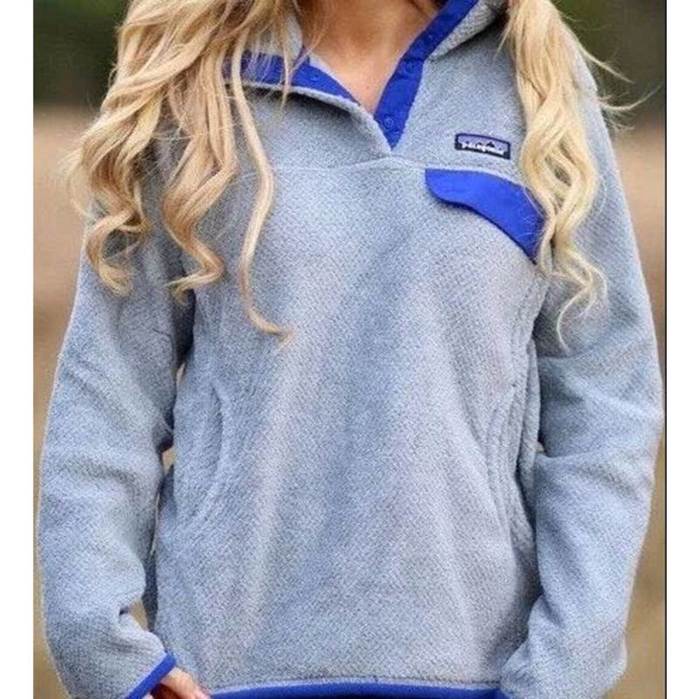 PATAGONIA Women's Re-Tool Snap T Fleece Pullover Hiking Gray Blue Size M